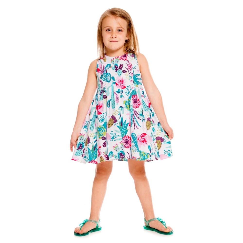 Deux par Deux Colorful Floral Kids Casual Dress